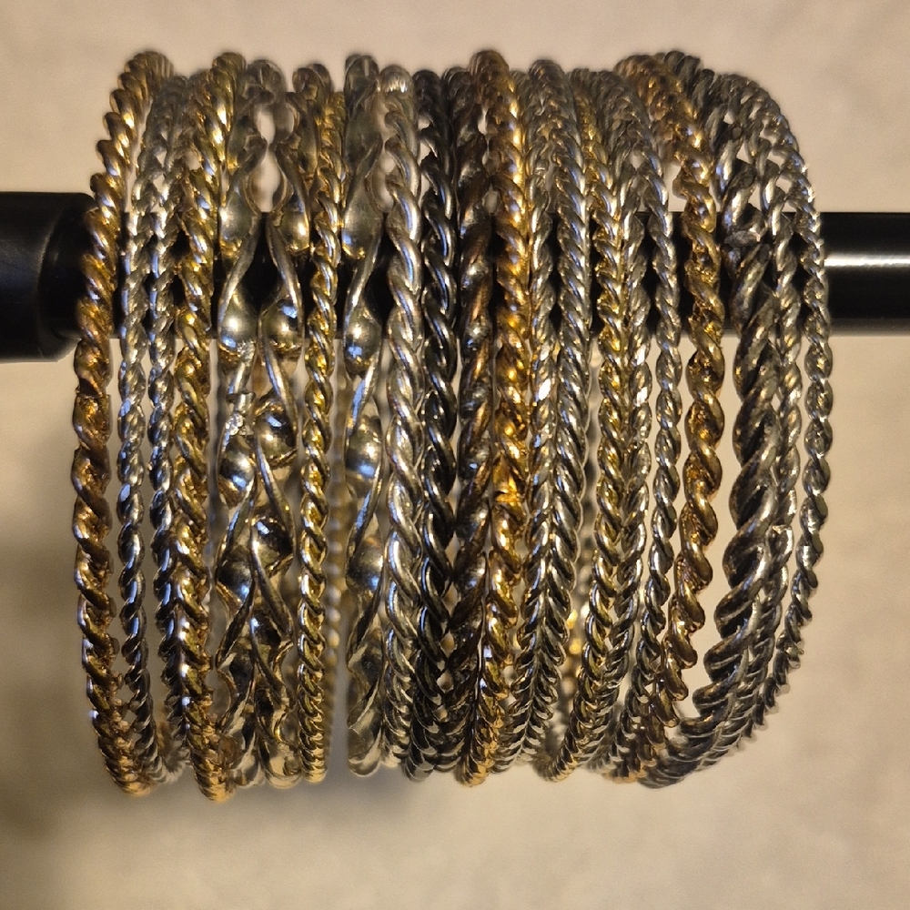 Two-Tone Gold & Silver Women’s Bangle Set